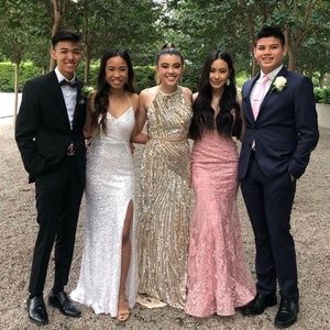 White sparkly prom dress